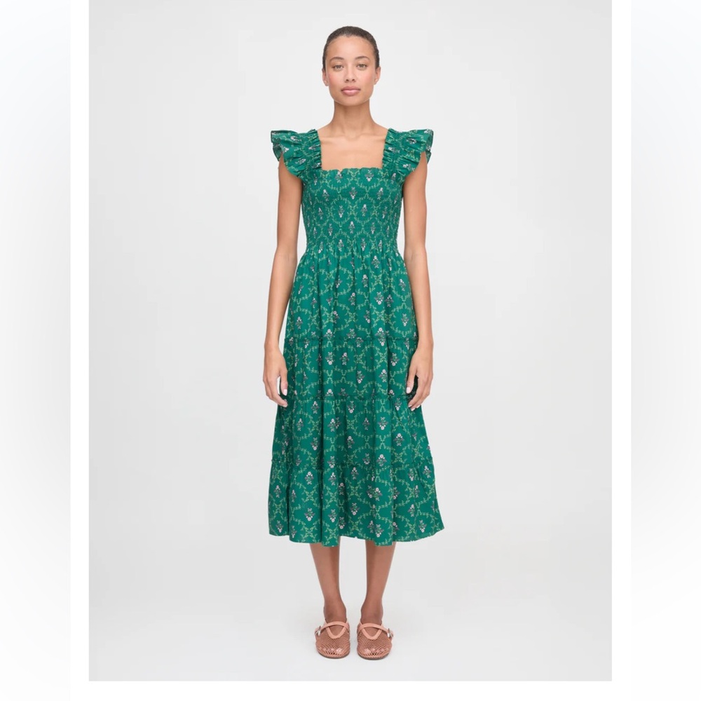 Hill House Ellie Nap Dress Emerald Trellis Size XS - Picture 2 of 9